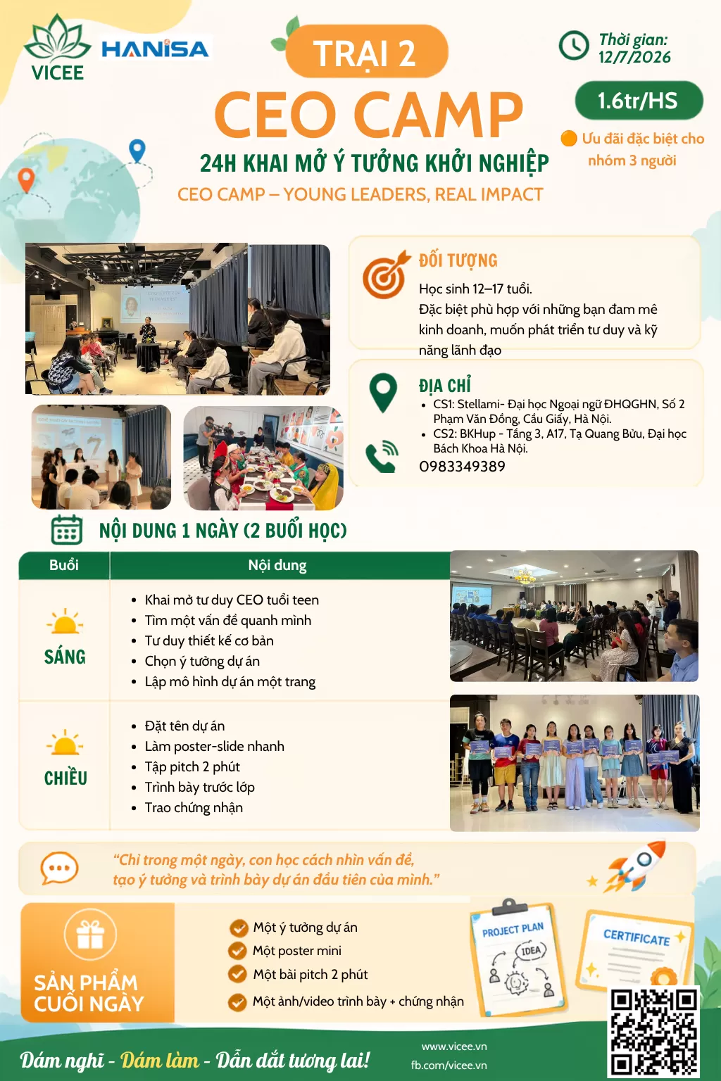 TRẠI 2: CEO CAMP – 24H KHAI MỞ Ý TƯỞNG KHỞI NGHIỆP