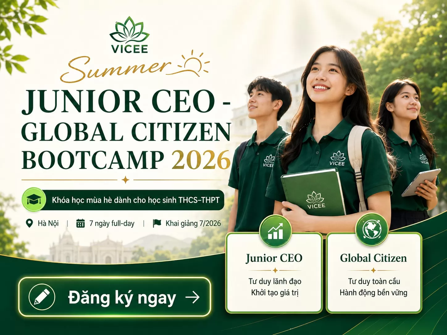 Chính sách học phí chương trình JUNIOR CEO - GLOBAL CITIZEN BOOTCAMP 2026